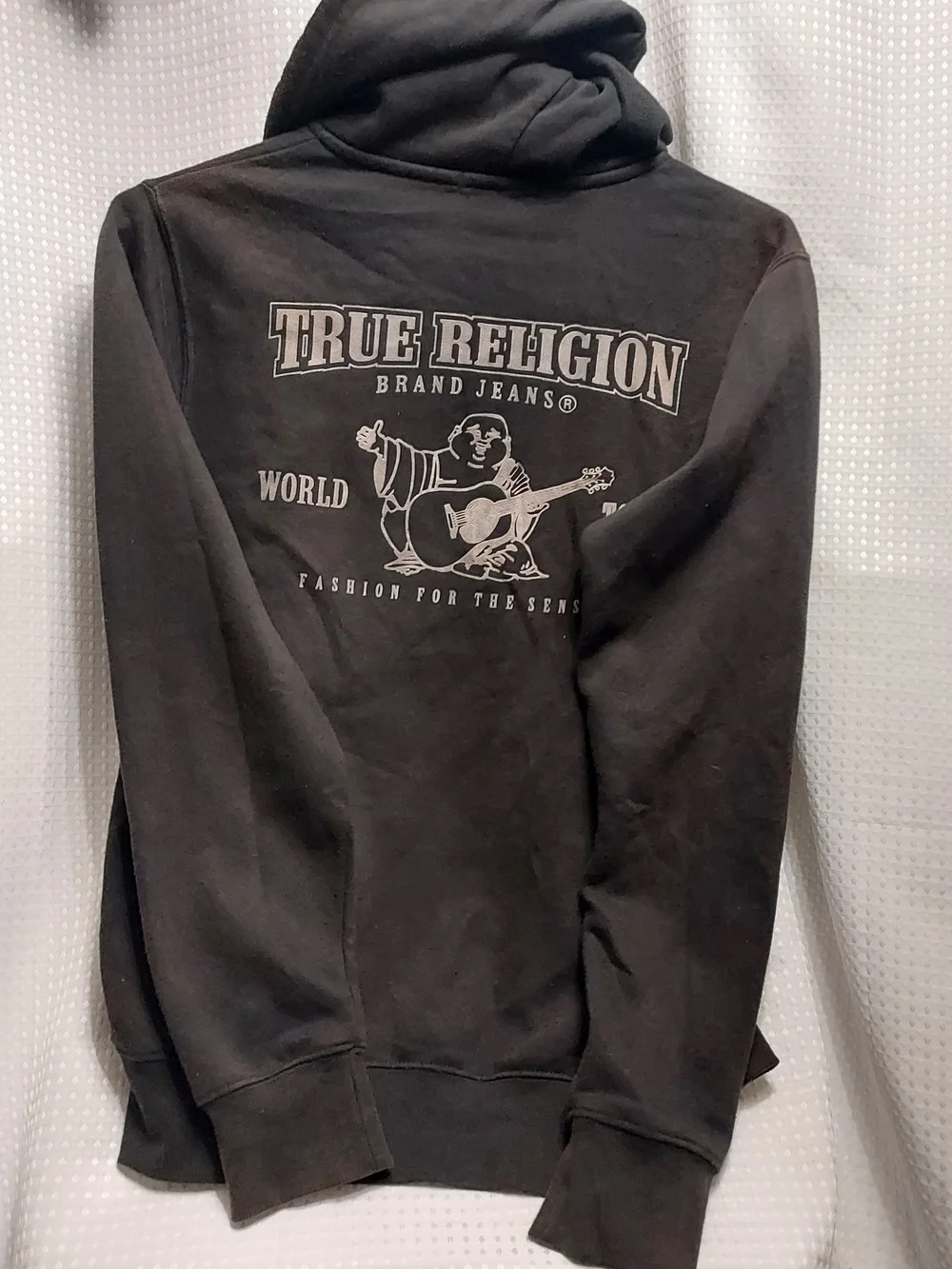 True Religion Brown Black Zip Hoodie with Signature Logo
